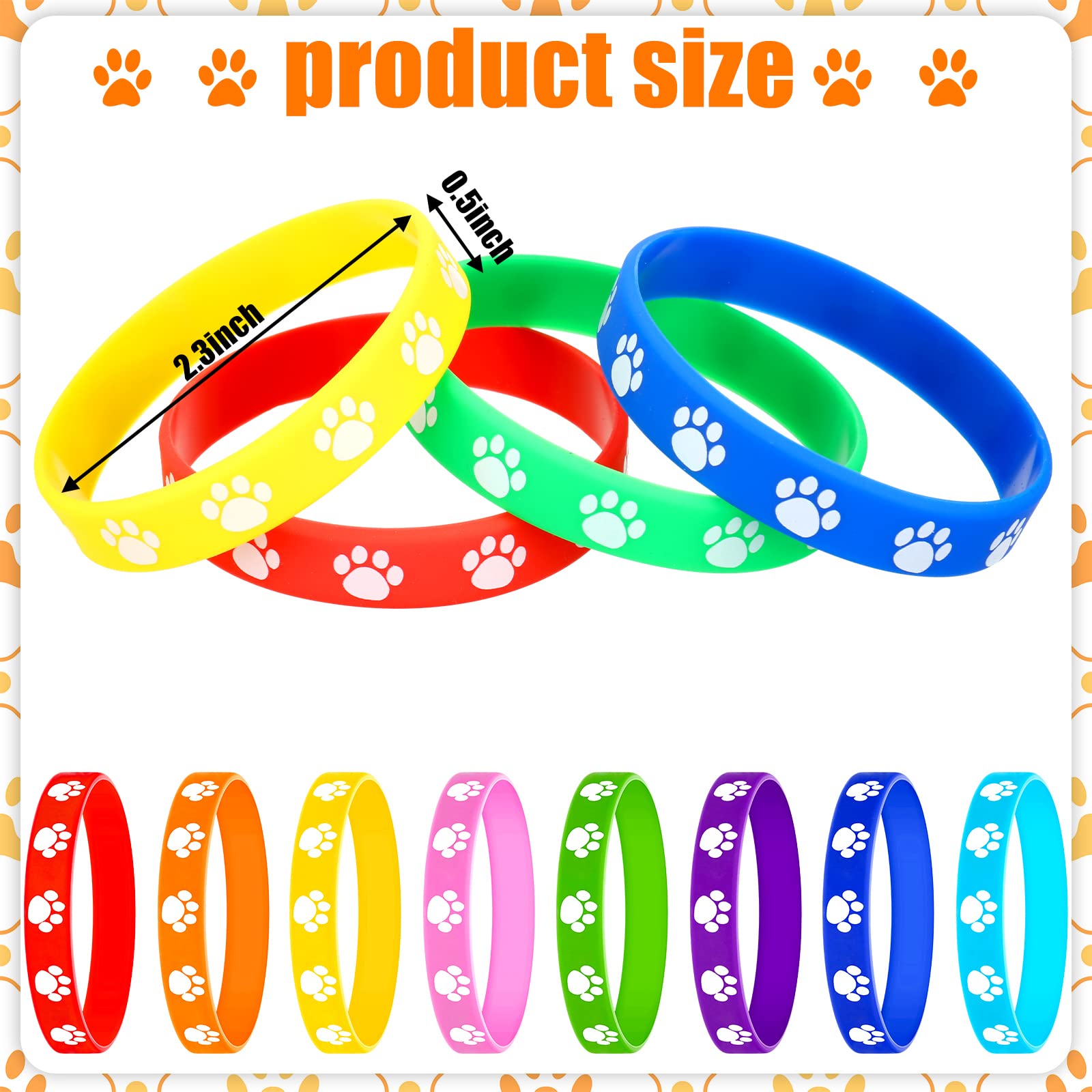 Gejoy paw-print silicone bracelets bulk pack suitable for gifts and decorations