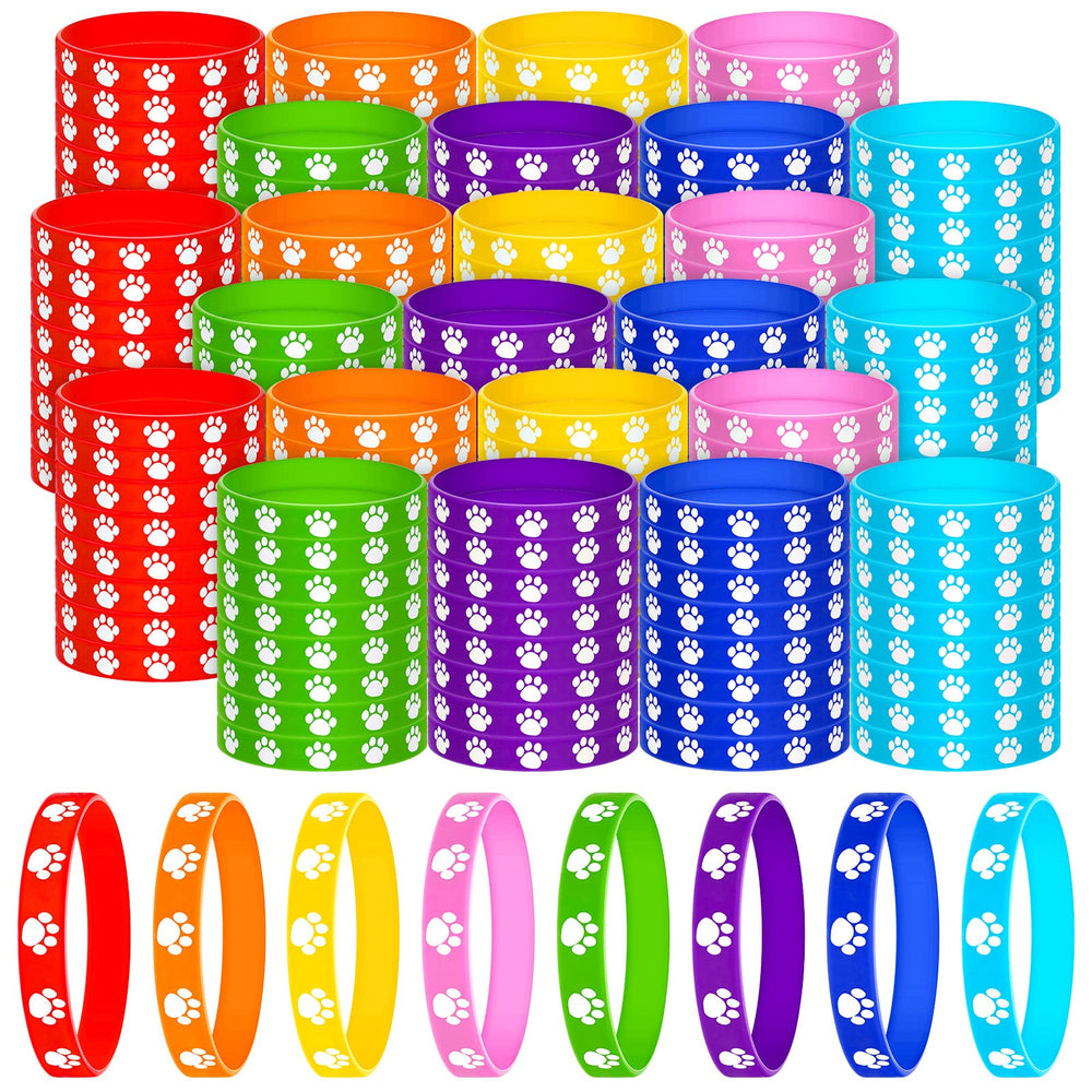 Gejoy paw-print silicone bracelets in multicolor assortment perfect for party favors
