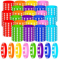 Gejoy paw-print silicone bracelets in multicolor assortment perfect for party favors