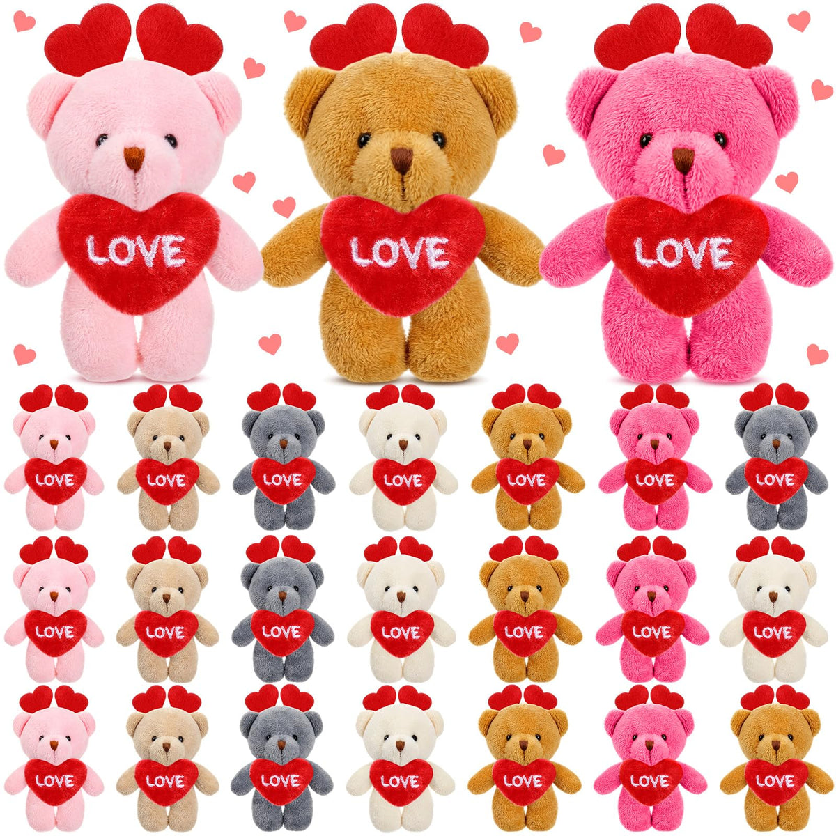 Gejoy mini valentines plush bear keychain with heart, ideal for backpacks