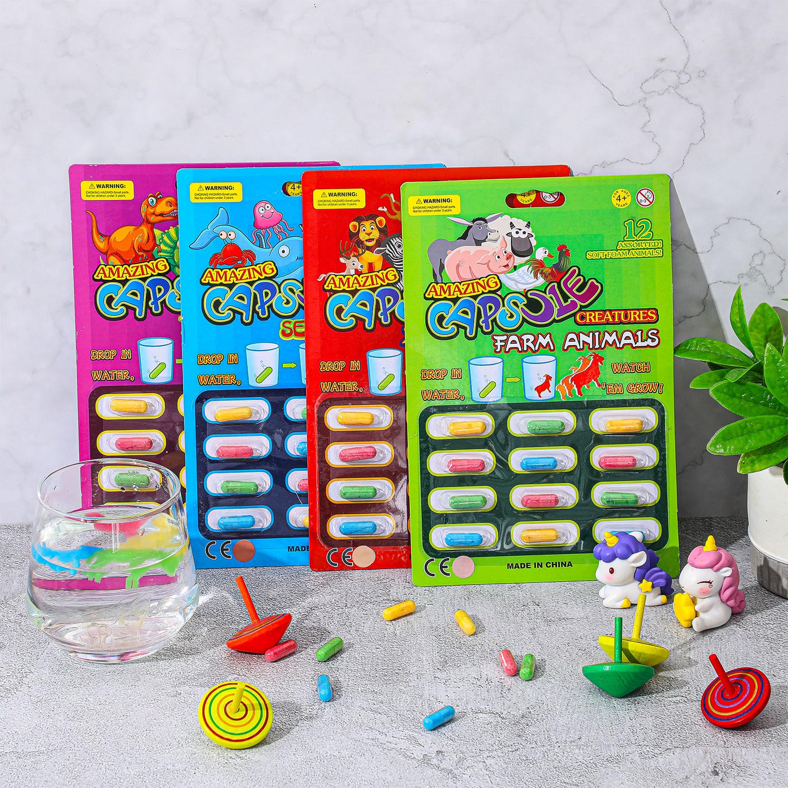 Gejoy water capsules reveal unicorn foam figures for magical bath moments.