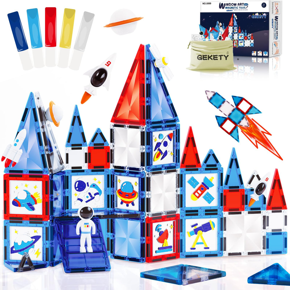 GEKETY magnetic tiles 58-pcs set for imaginative space-building play.