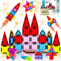 GEKETY mini magnetic tiles travel kit for kids, inspires on-the-go creativity.