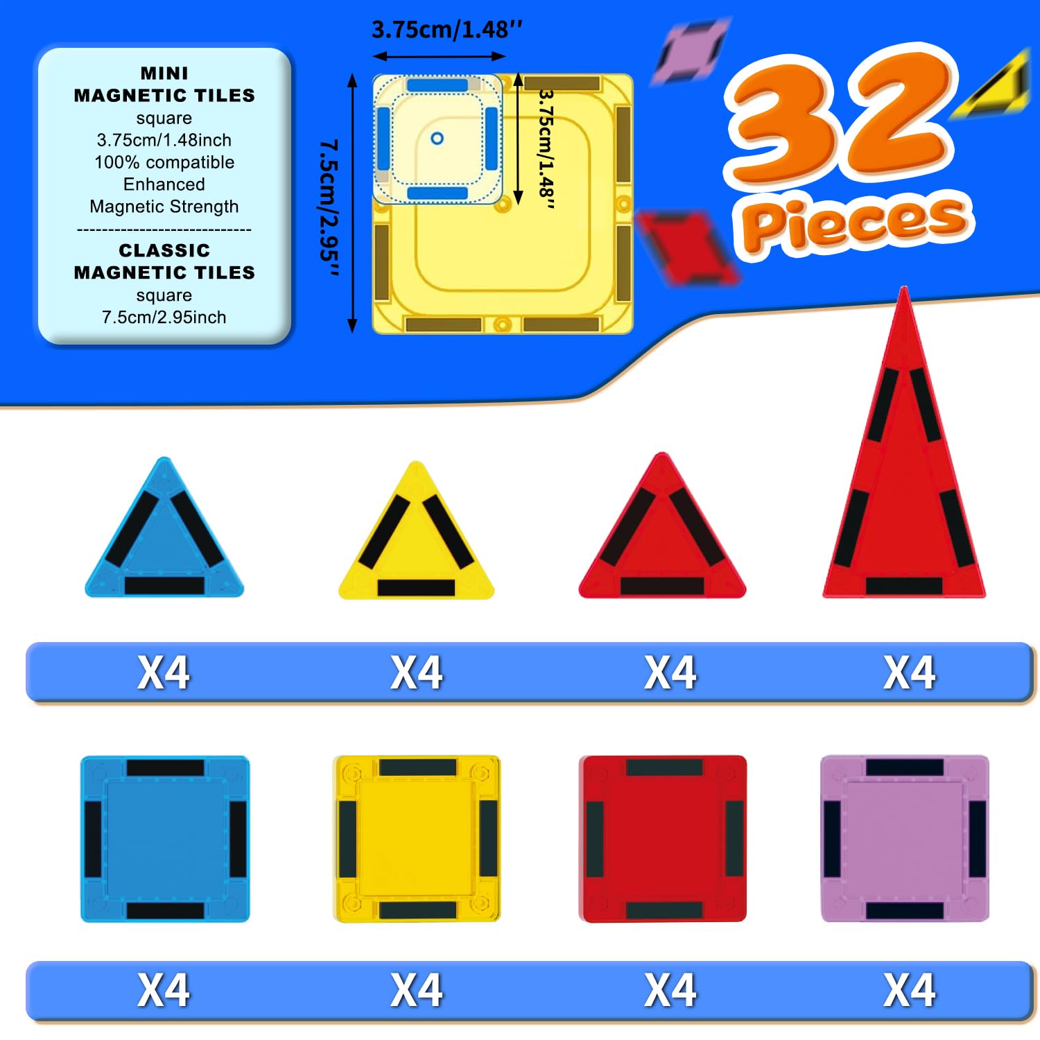 GEKETY STEM magnetic tiles colorful shapes boost early learning and problem solving.