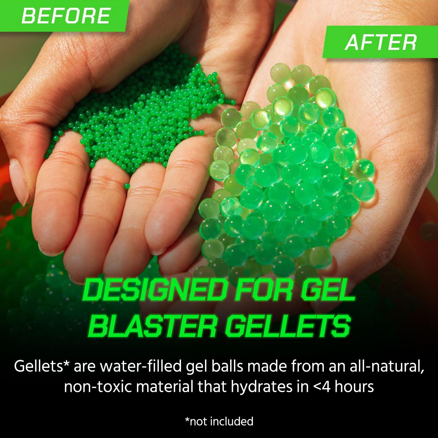 Gel Blaster Gellet Depot holds 10,000 gellets and a gallon of water for extended sessions.