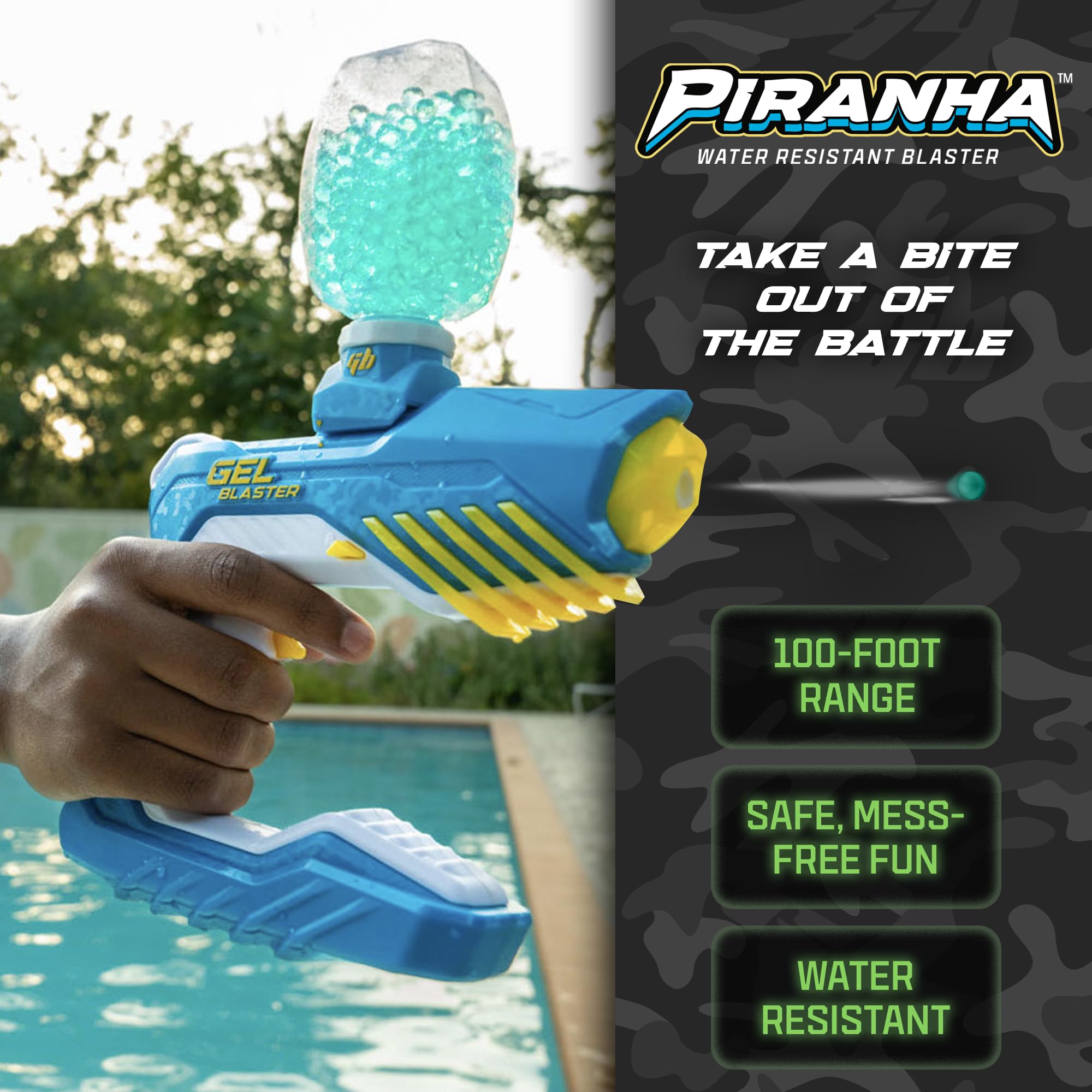 Gel Blaster Piranha triangle trigger lock supports safe controlled play when not in use