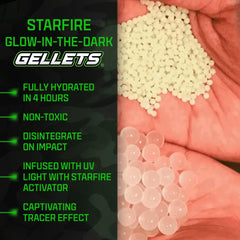Gel Blaster Starfire XL glow gellets glow under UV for night play