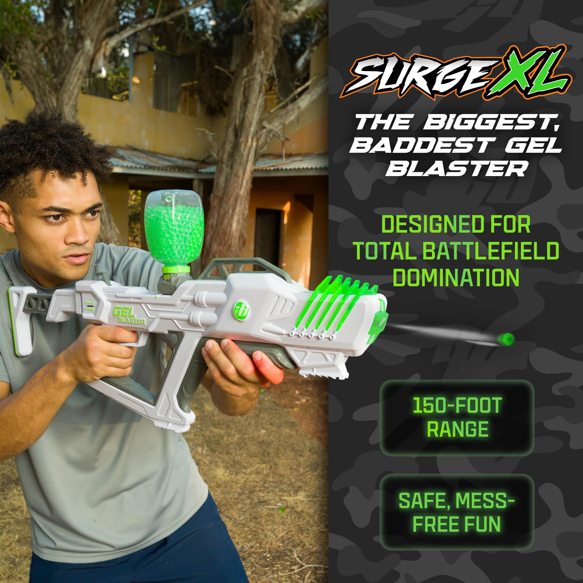 Gel Blaster Surge XL delivers up to 150 feet for action-packed backyard battles.