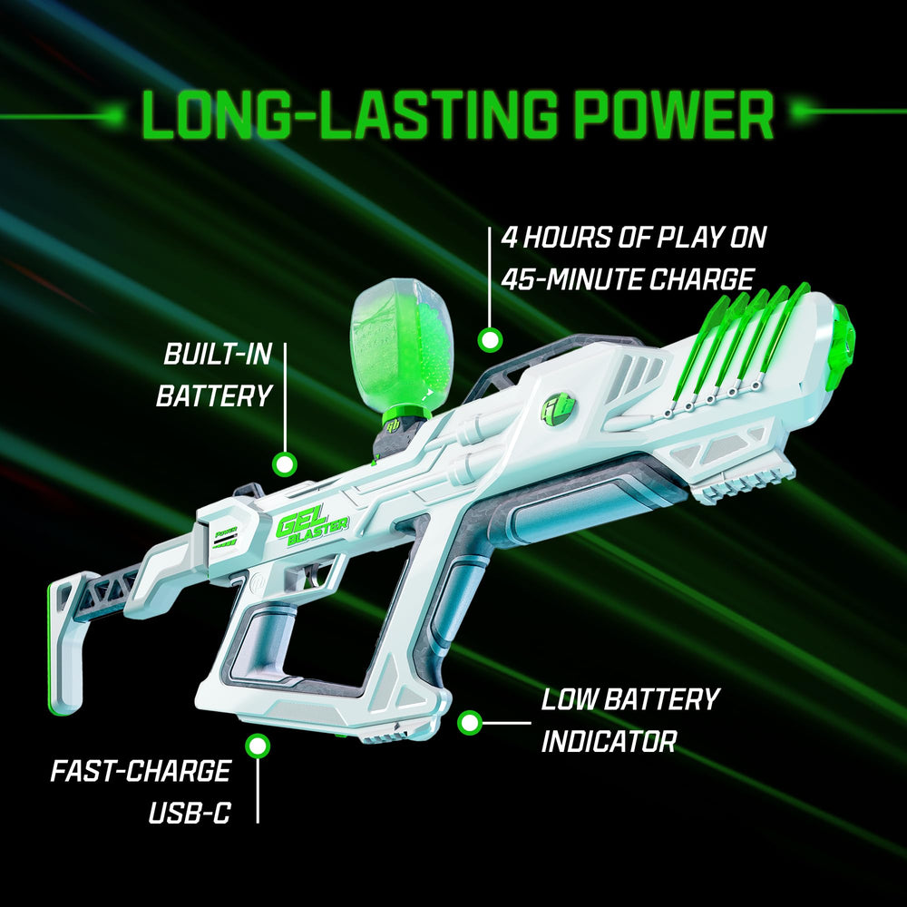 Gel Blaster Surge XL USB-C charging keeps you powered between rounds.