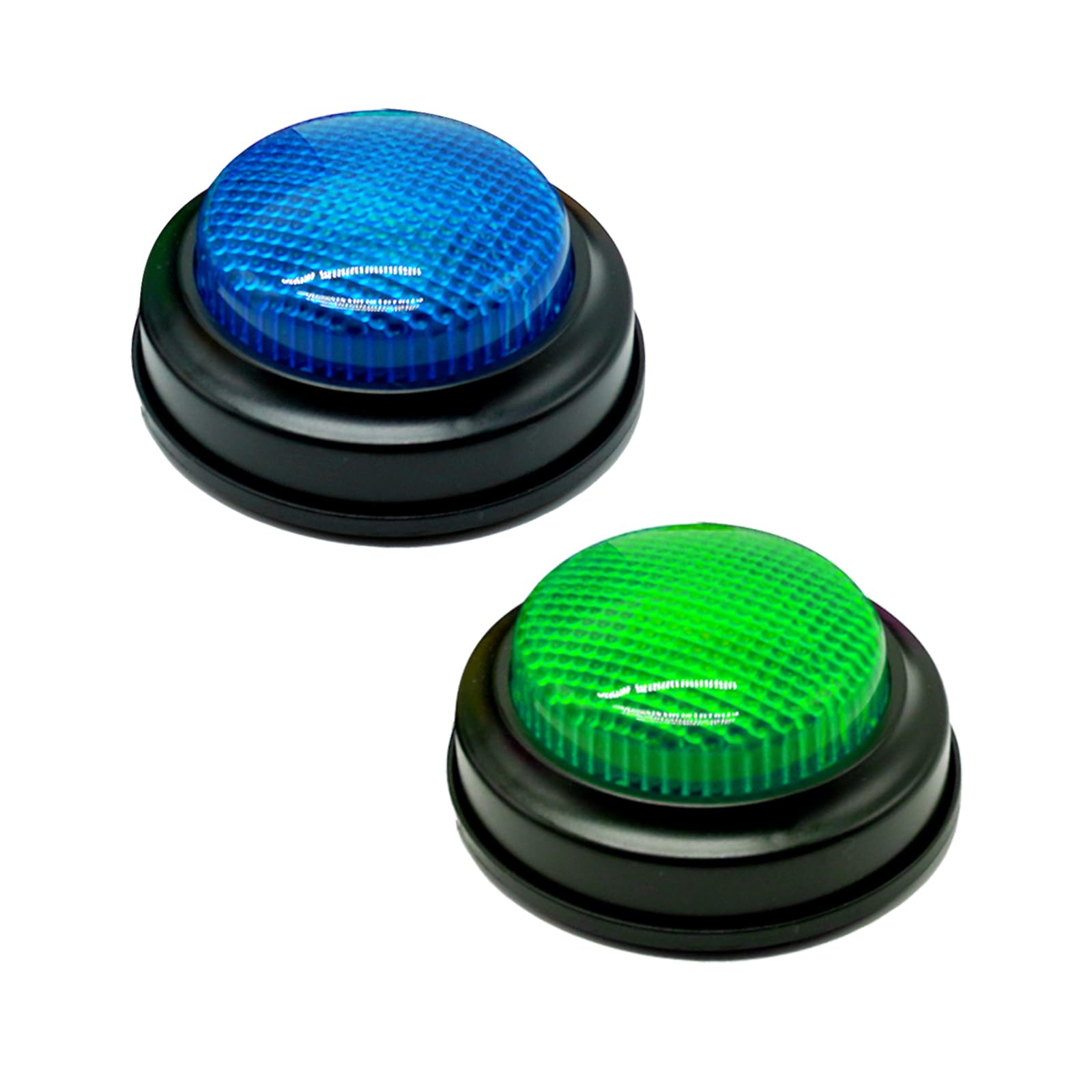 Gelabur buzzers in blue and green with lights and sounds for interactive quizzes.