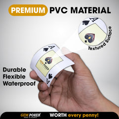 GEM POKER deck in hand demonstrates smooth, precise shuffle action.