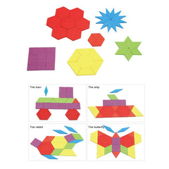 GEMEM 24-design cards tangram guide supports guided play and skill development.