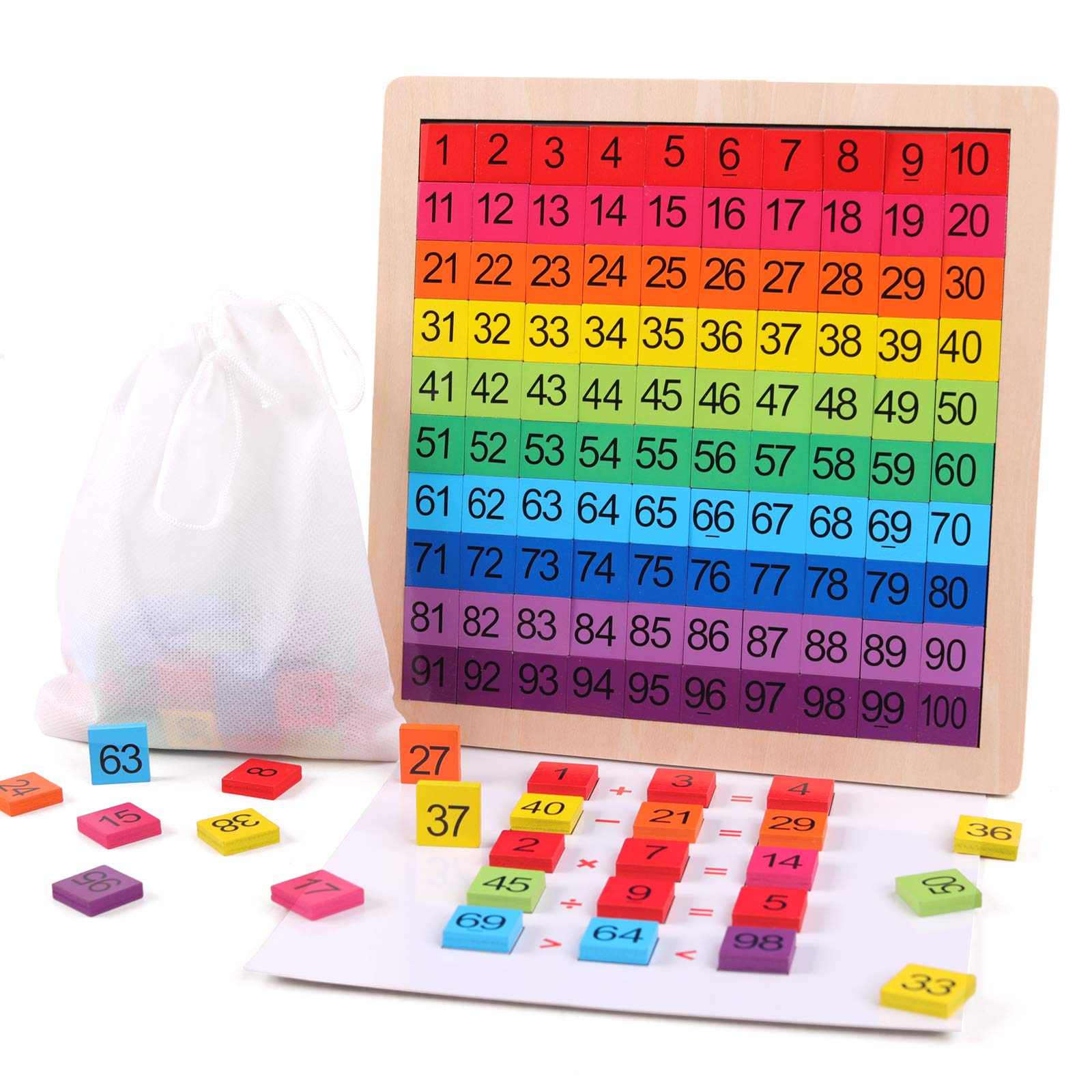 GEMEM hundred-board wooden number puzzle boosts early number recognition and counting skills