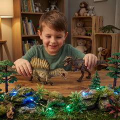 Gemini&Genius Giganotosaurus in vibrant diorama box, ideal for gifting.
