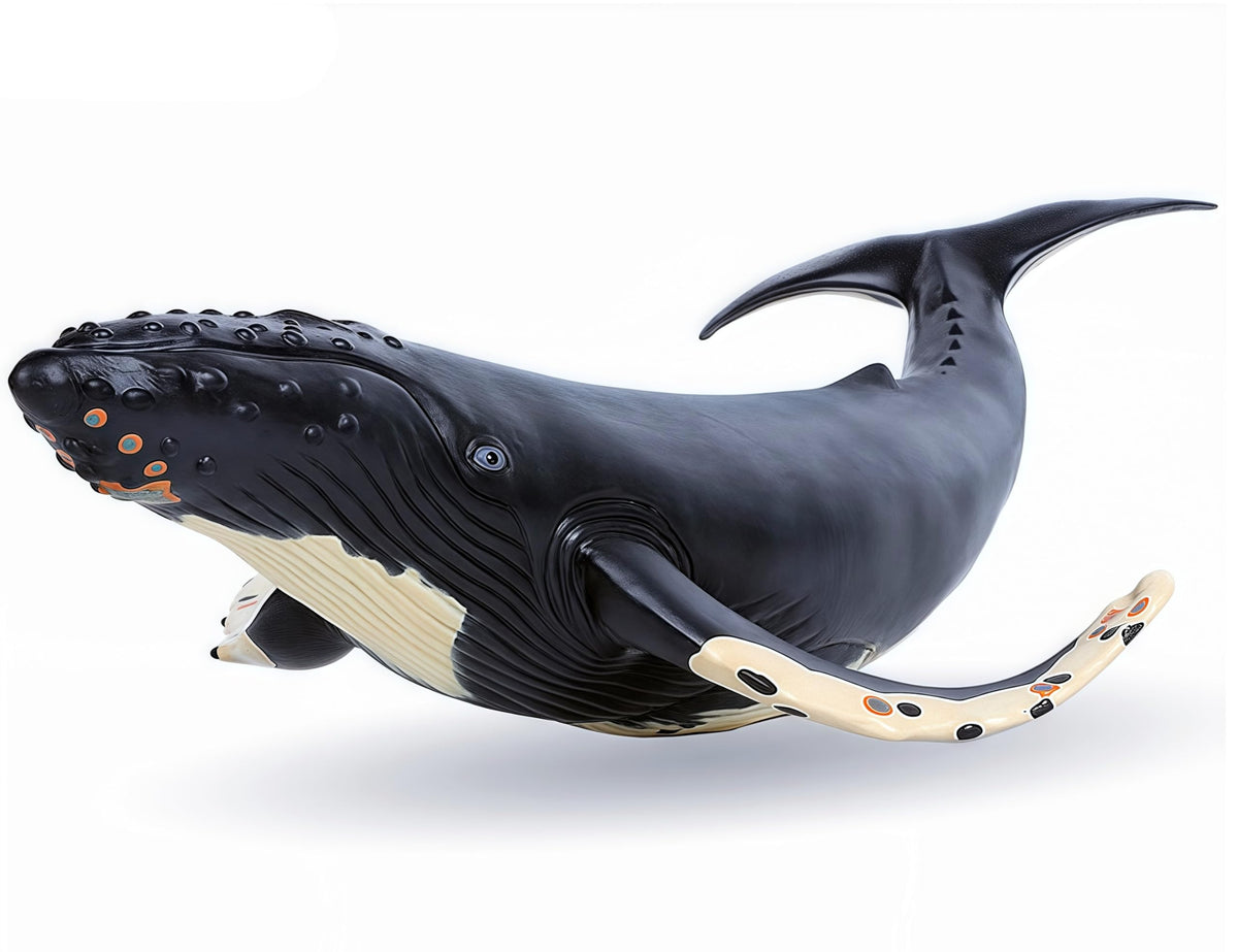 Gemini&Genius humpback whale action figure, front view, ideal bath companion for imaginative play.