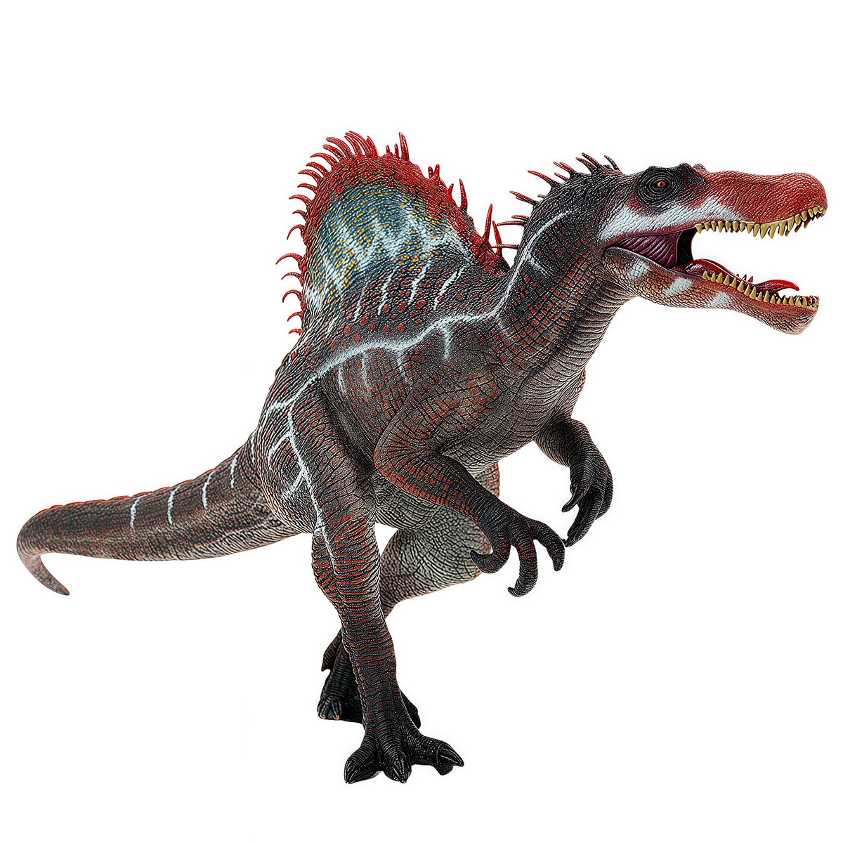 Gemini&Genius Spinosaurus action figure with moveable jaw for interactive play and display.