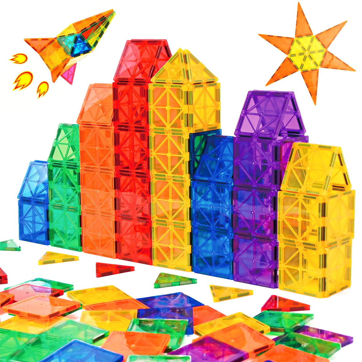 Gemmicc magnetic tiles 55-piece set for creative building and early STEM skills.
