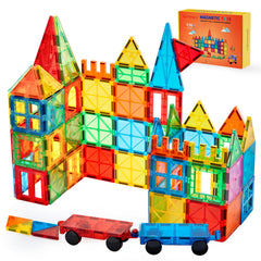 Gemmicc magnetic tiles front view showing a kid-friendly, ready-to-play setup