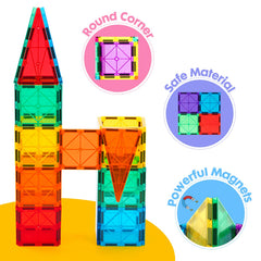 Gemmicc magnetic tiles rounded corners ensure safe handling during play