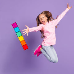 Gemmicc magnetic tiles with round corner safety design
