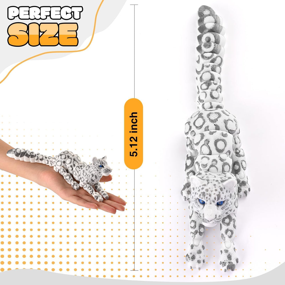 GemmiCho 3D-printed snow leopard with lifelike fur texture for realistic display.
