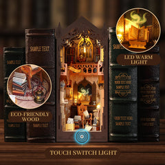 GEMOWN Magic Library miniature house interior scene with detailed furnishings.