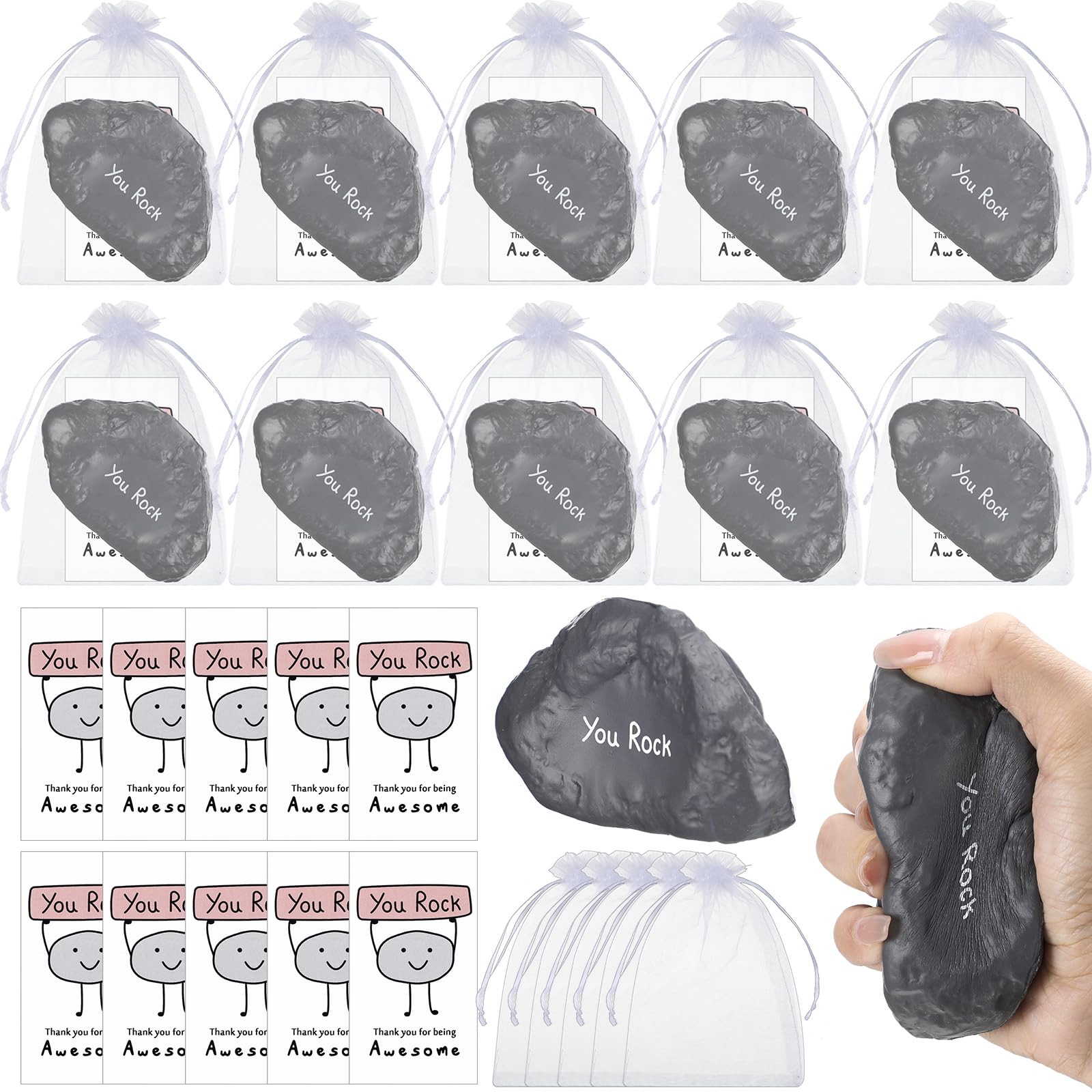 Gemscream 10-set inspirational stress balls for focus and mood lift at the desk.
