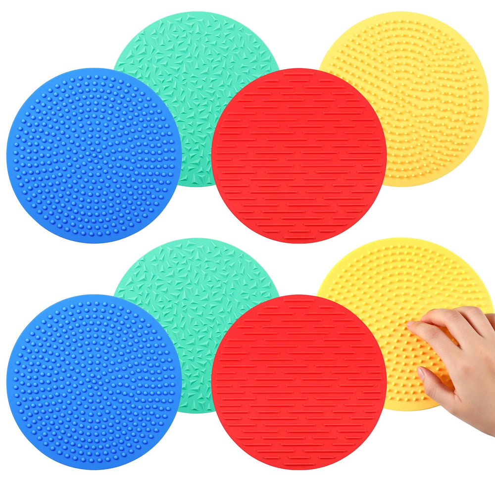 Gemscream sensory mats 8pcs set in vibrant colors for tactile play and stress relief.