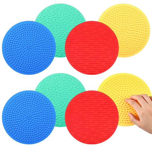 Gemscream sensory mats 8pcs set in vibrant colors for tactile play and stress relief.