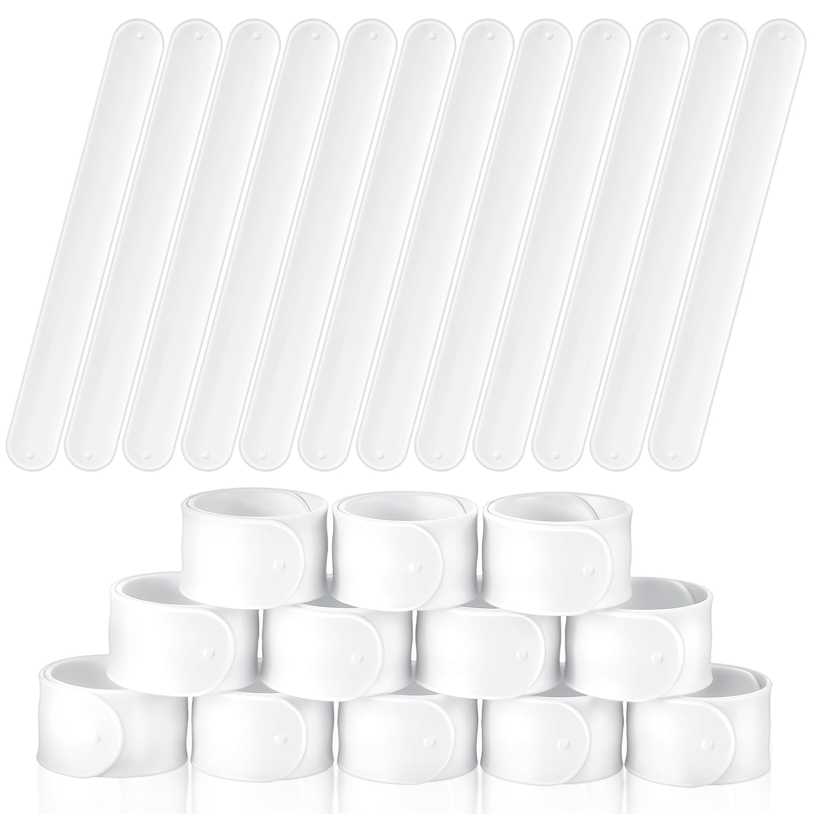Gemscream white silicone slap bracelet pack, ideal for DIY crafts and party favors
