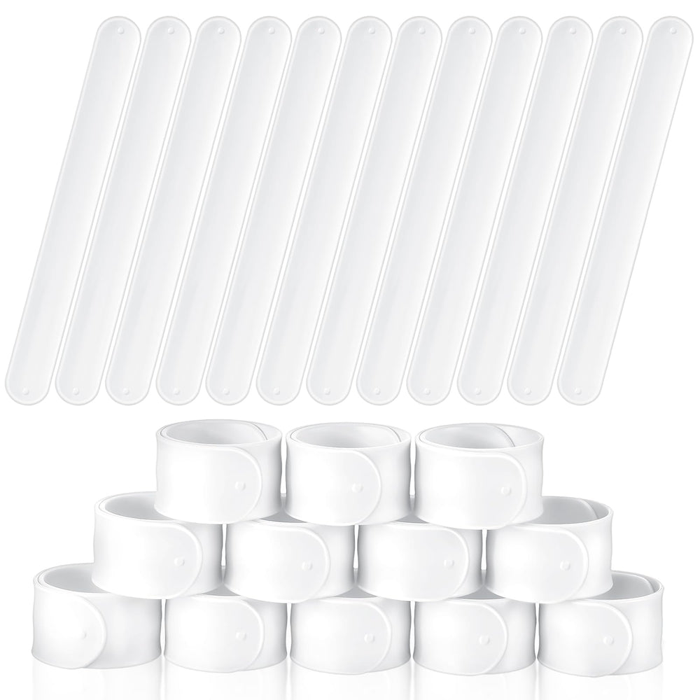 Gemscream white silicone slap bracelet pack, ideal for DIY crafts and party favors