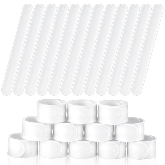 Gemscream white silicone slap bracelet pack, ideal for DIY crafts and party favors