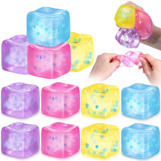 Gemscream blue stress cube with snowflakes for desk calm and mood lift