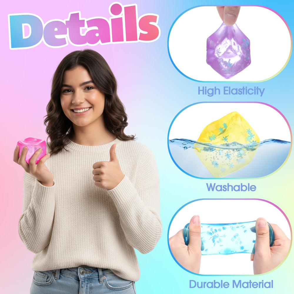 Gemscream purple stress cube with snowflakes for on‑the‑go relief