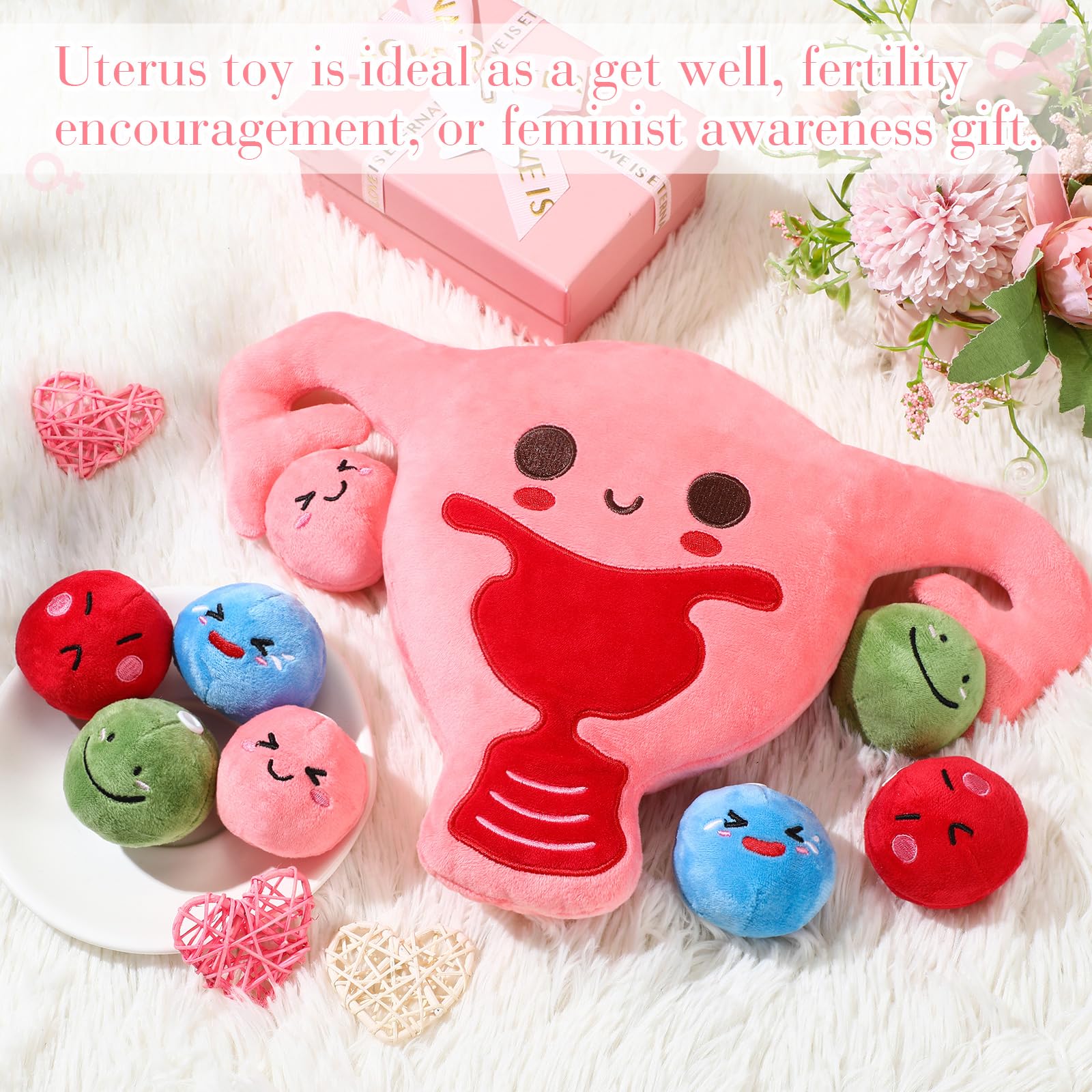 Gemscream uterus plush as a clinical education tool for patient-friendly learning.