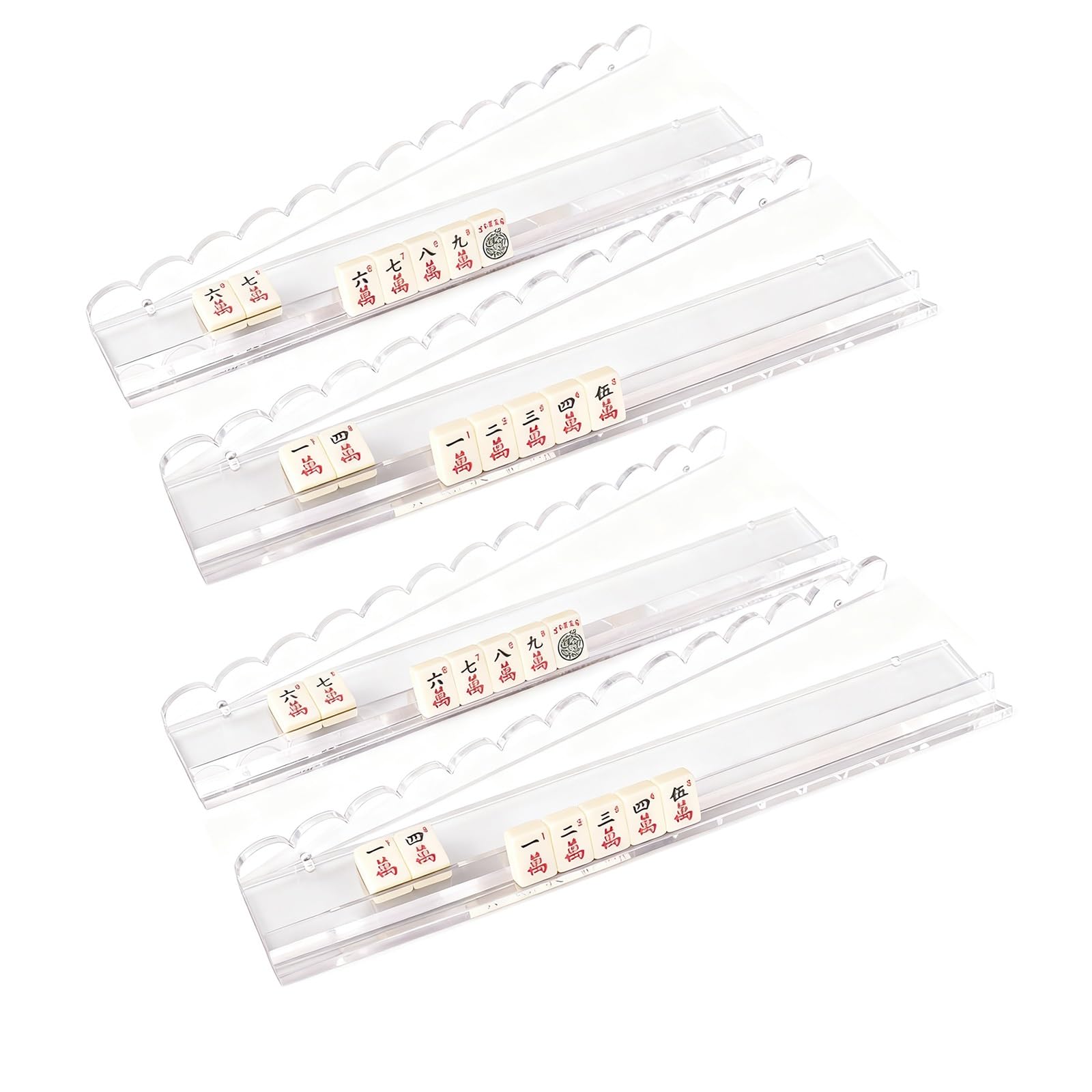 Generic 4-piece mahjong racks with pushers for steady tile handling