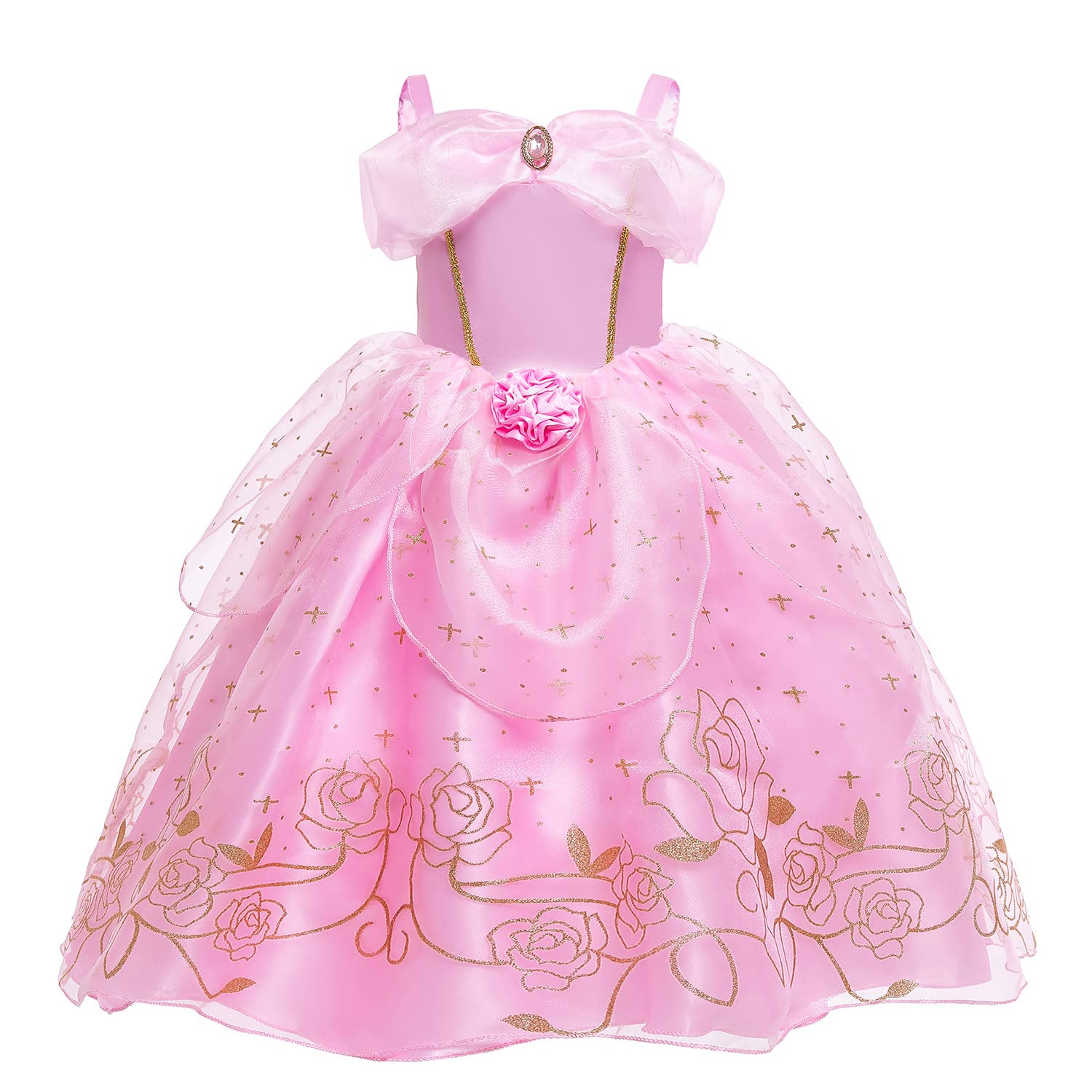 Generic Aurora Princess dress back view showing fluffy multi-layer skirt for twirls.
