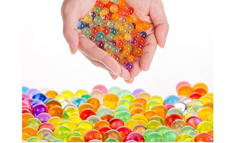 Generic Ball Blaster color-detail close-up shows elastic, durable gel bullets.