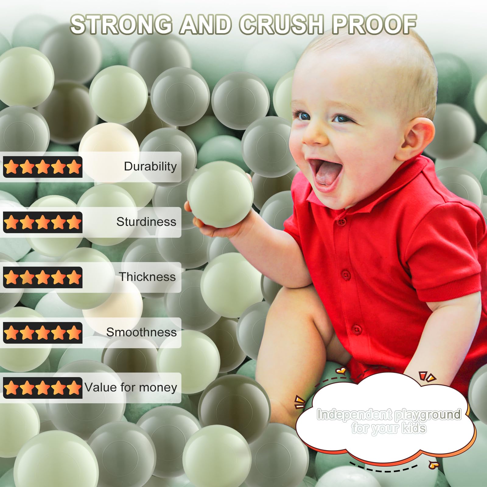 Generic Ball Pit Balls 170 2-2inch-diameter balls shown for safe handling.