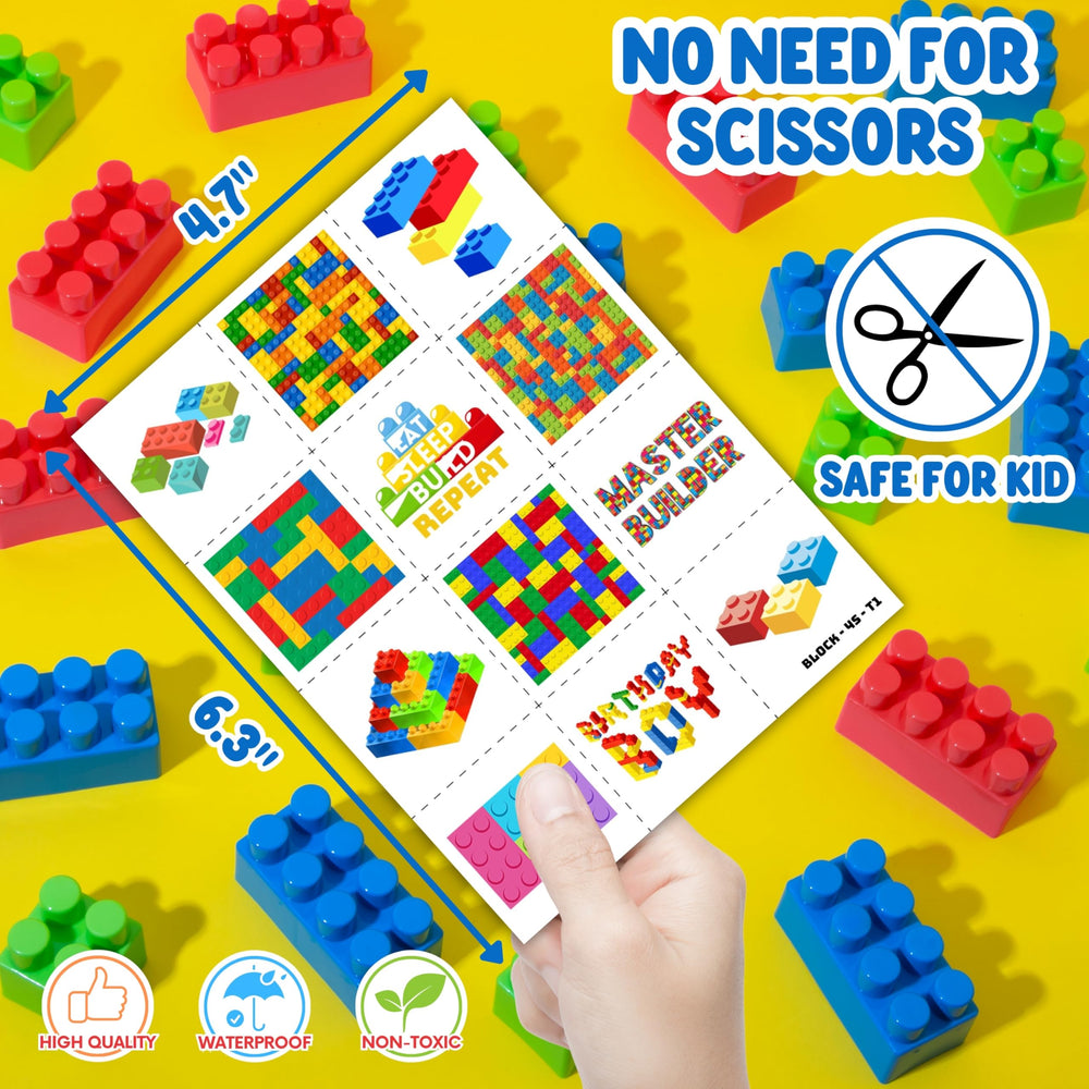 Generic Building Block Party Favors designs collection boosts birthday decor and activities.