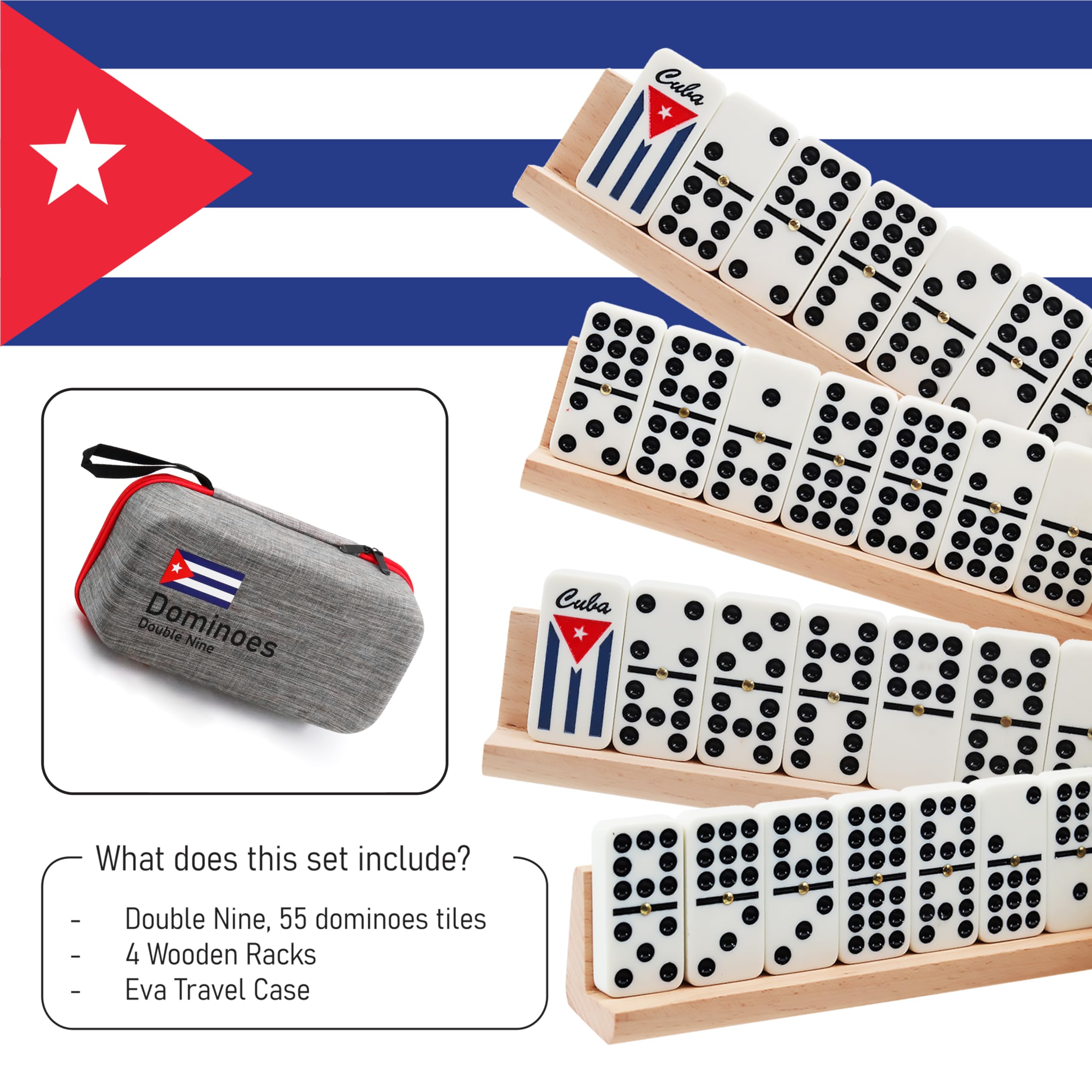 Generic Cuban Dominoes flag-engraved tiles showcase Cuban heritage in a durable set.