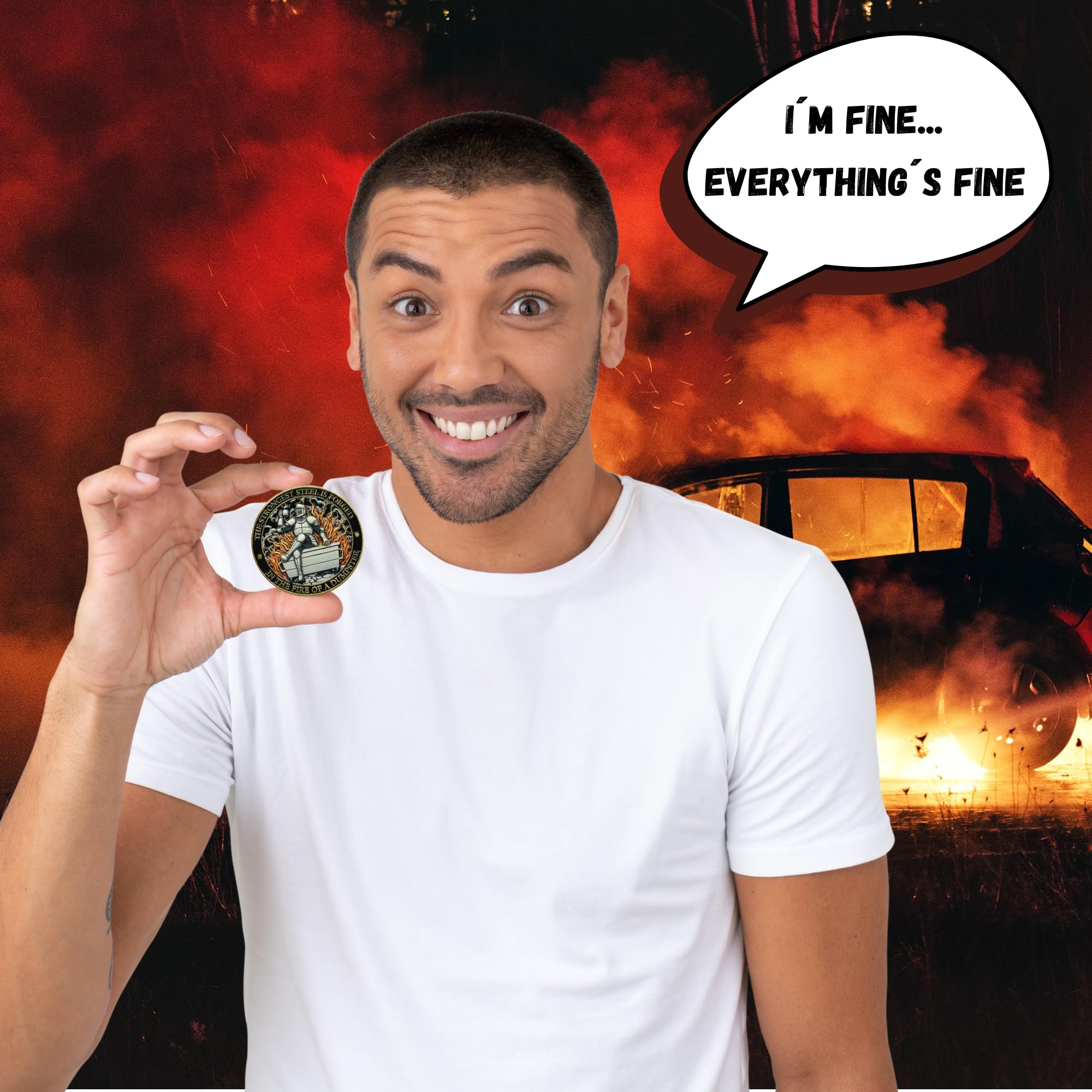 Generic Dumpster Fire Coin makes a thoughtful gift for coworkers and friends.