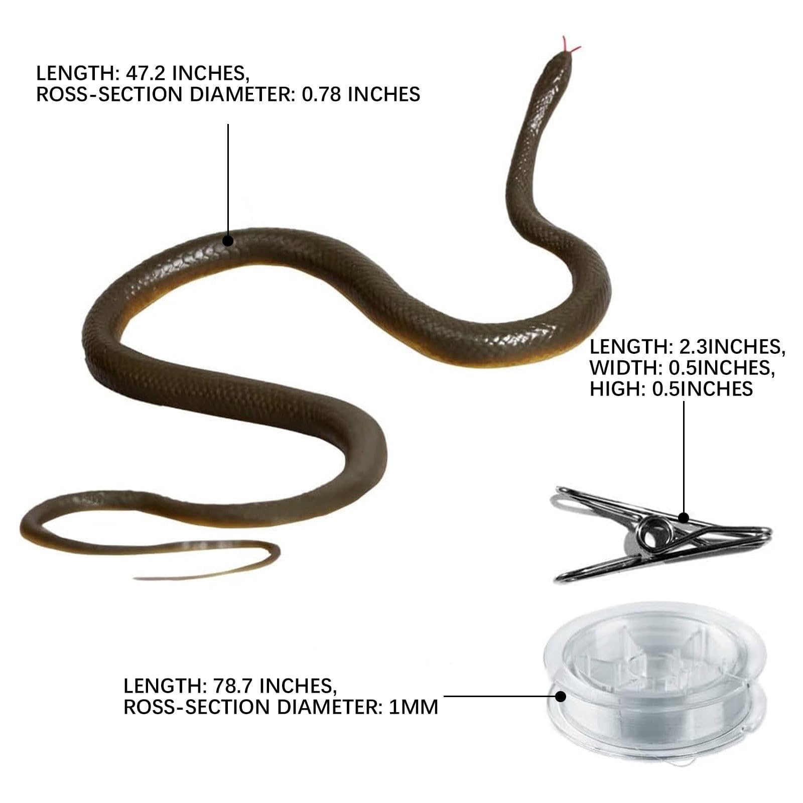 Generic Fake Snake with clip highlights seamless motion for practical joke execution