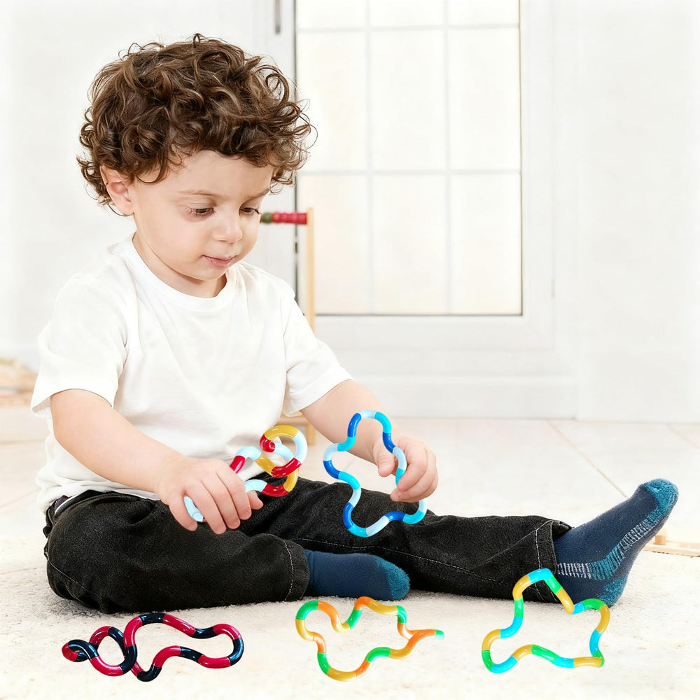 Friends enjoy a playful session with a generic fidget toy set.