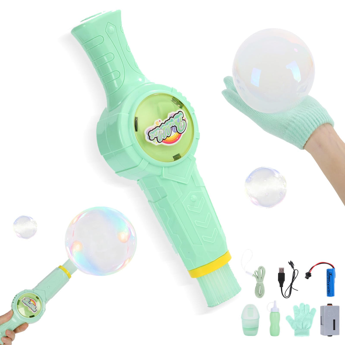 Generic Fog Bubble Machine with LED lights creates magical glow for kids' play.