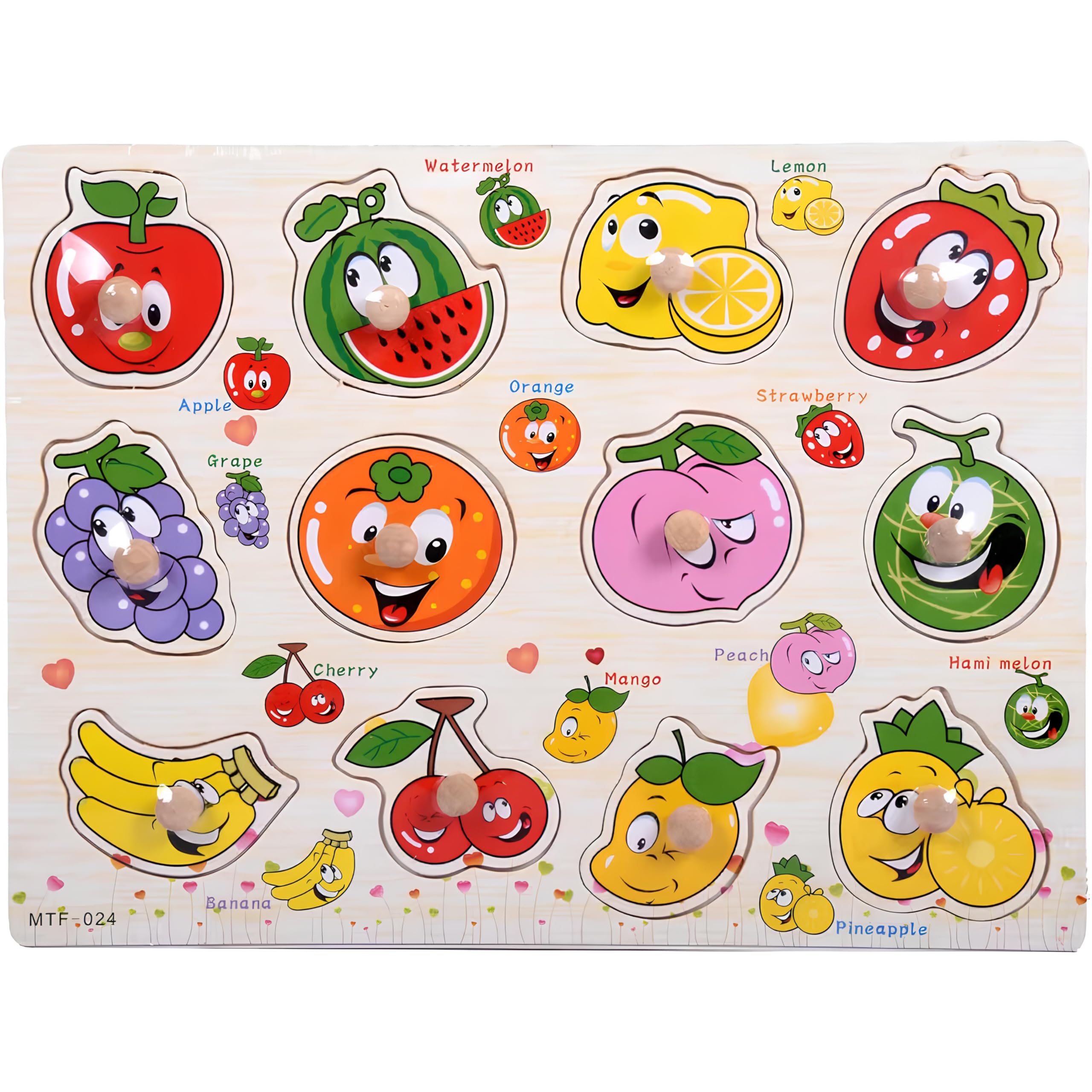 Generic Fruits Puzzle Wooden blocks for toddlers support early learning and color recognition.