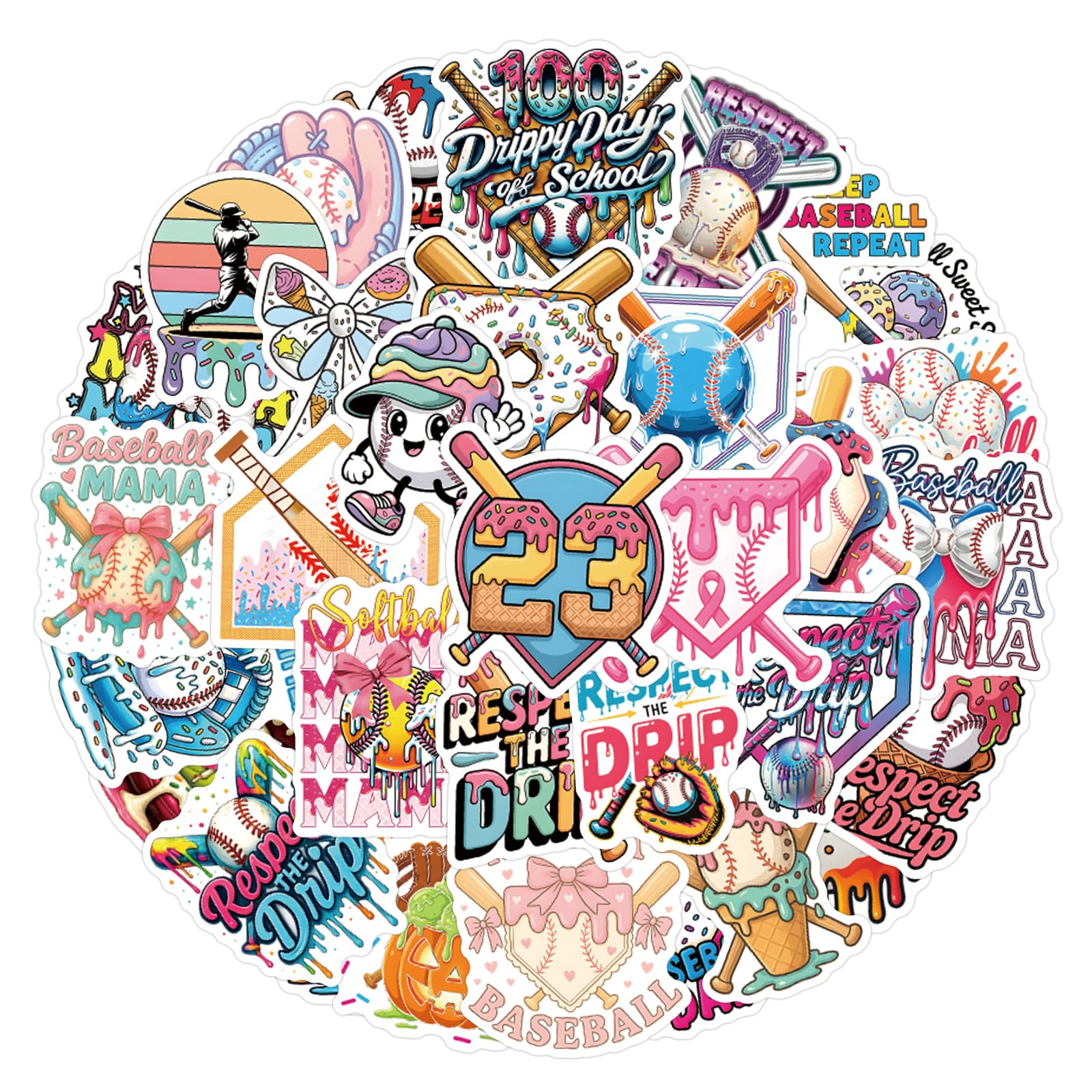 Generic Ice Cream Drip Baseball stickers on phone add bold, personal style