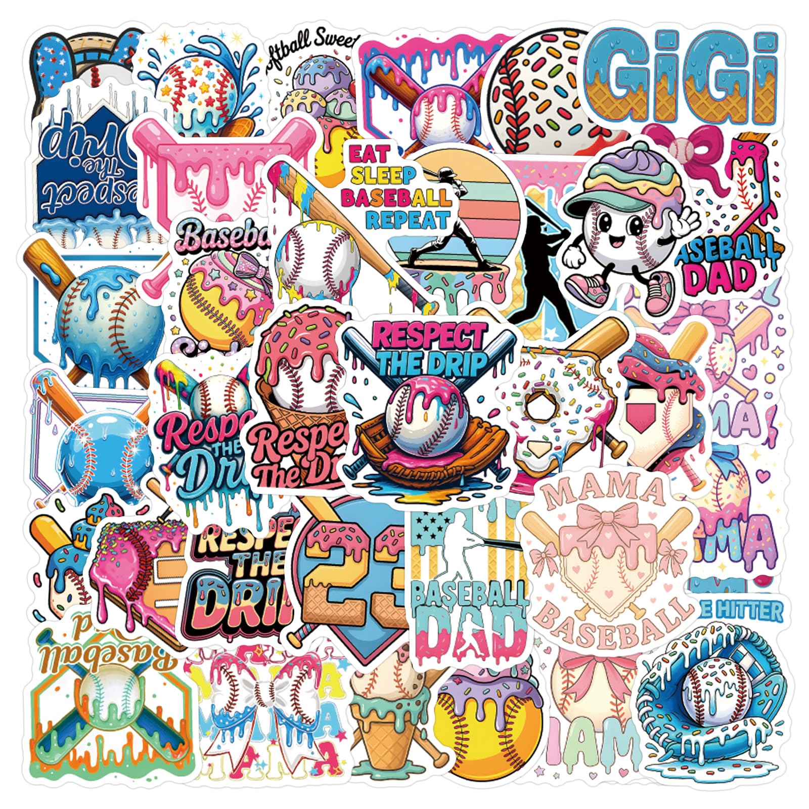Generic Ice Cream Drip Baseball stickers pack cover for a fun meme collection
