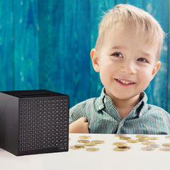 Generic Metal Money Savings Box side view highlights the enclosed design for secure deposits.