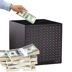 Generic Metal Money Savings Box top view with clear 3k target for progress.